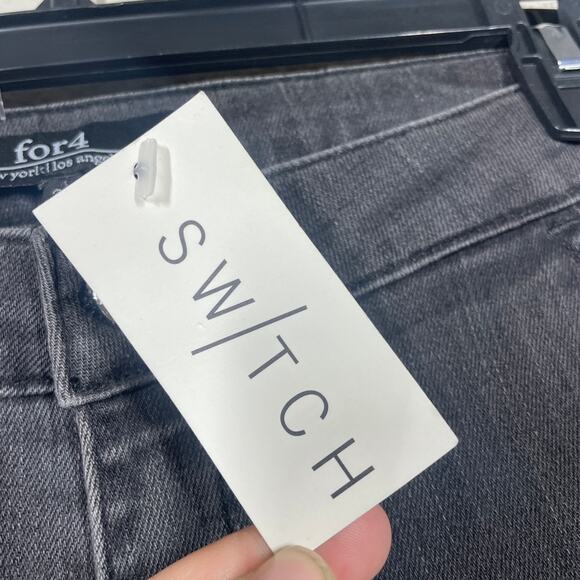 For4 New York Los Angeles Size 23 Iris Fray Bottom Skinny Jeans Black Slit Ankle - Picture 8 of 9